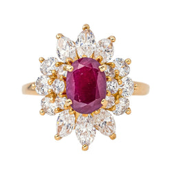 Bague Pompadour en or jaune, rubis et diamants - Castafiore