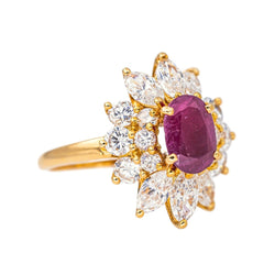 Bague Pompadour en or jaune, rubis et diamants - Castafiore