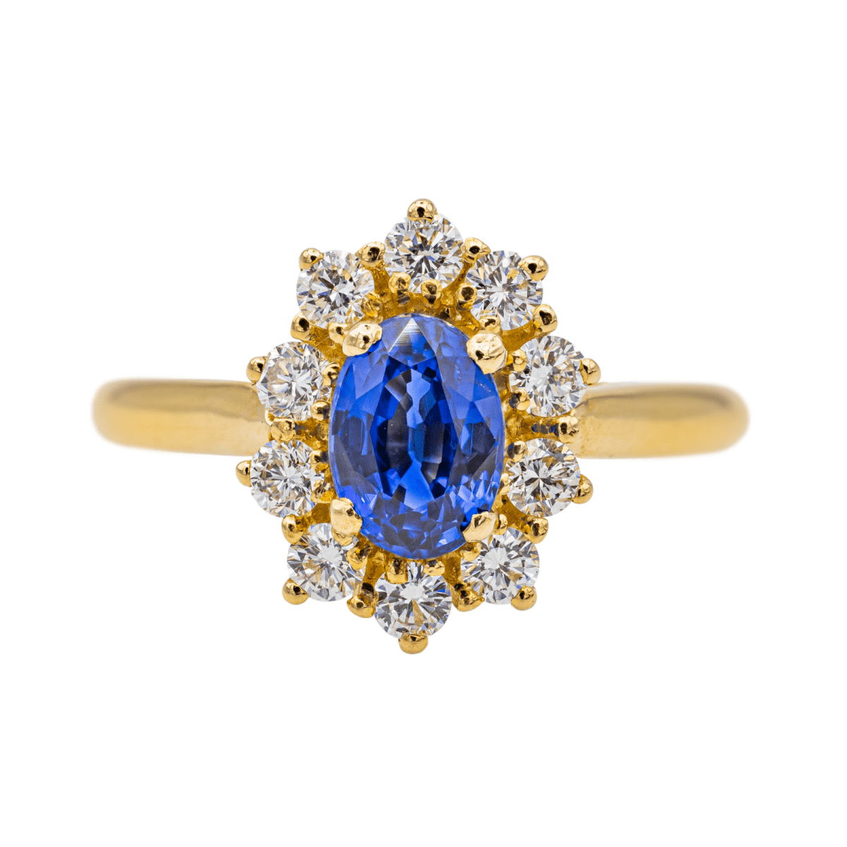 Bague Pompadour en or jaune, saphir et diamant - Castafiore