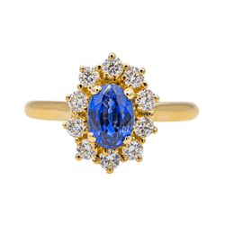 Bague Pompadour en or jaune, saphir et diamant - Castafiore