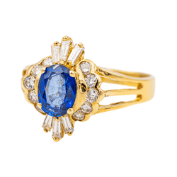 Bague Pompadour en or jaune, saphir et diamants - Castafiore