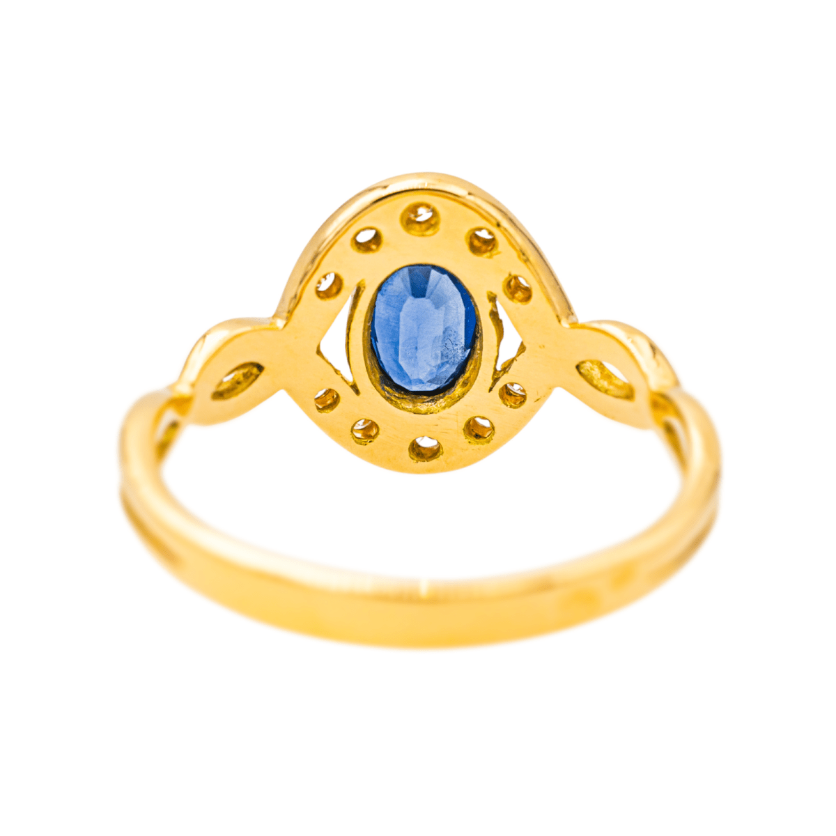 Bague Pompadour en or jaune, saphir et diamants - Castafiore