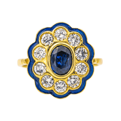 Bague Pompadour en or jaune, saphir et diamants - Castafiore