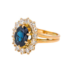Bague Pompadour en or jaune, saphir et diamants - Castafiore