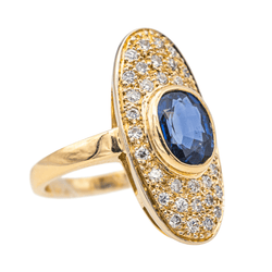 Bague Pompadour en or jaune, saphir et diamants - Castafiore