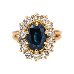Bague Pompadour en or jaune, saphir et diamants - Castafiore