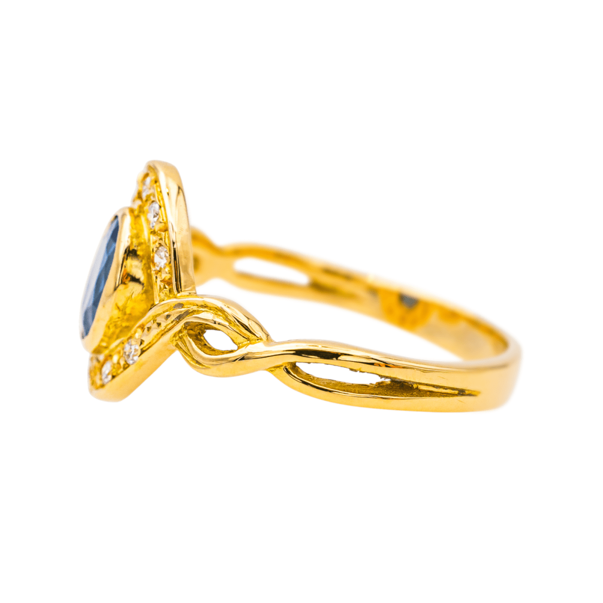 Bague Pompadour en or jaune, saphir et diamants - Castafiore