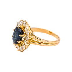 Bague Pompadour en or jaune, saphir et diamants - Castafiore