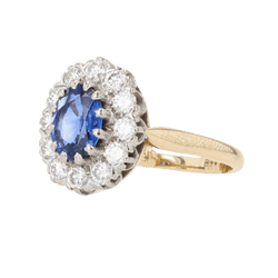 Bague Pompadour en or jaune, saphir, perles et diamants - Castafiore