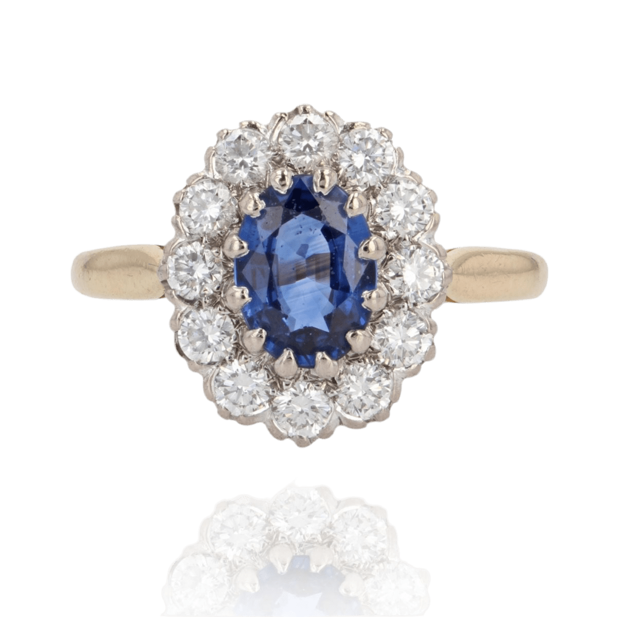 Bague Pompadour en or jaune, saphir, perles et diamants - Castafiore