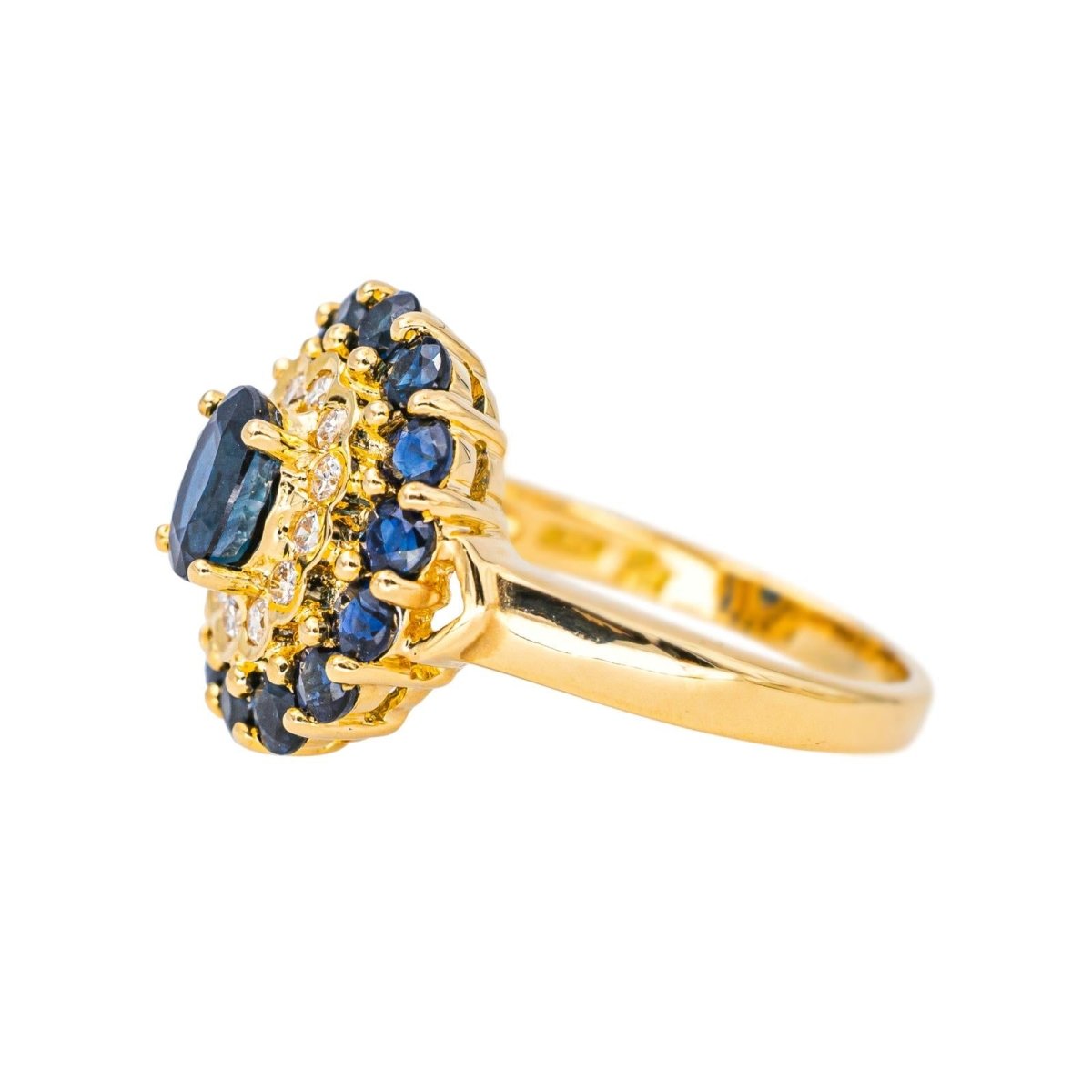 Bague Pompadour en or jaune, saphirs et diamants - Castafiore