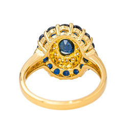 Bague Pompadour en or jaune, saphirs et diamants - Castafiore