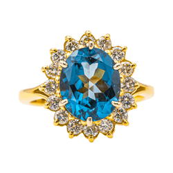 Bague Pompadour en or jaune, topaze et diamants - Castafiore