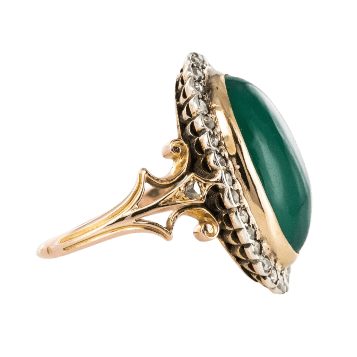 Bague Pompadour en or rose, argent, agate et diamants - Castafiore