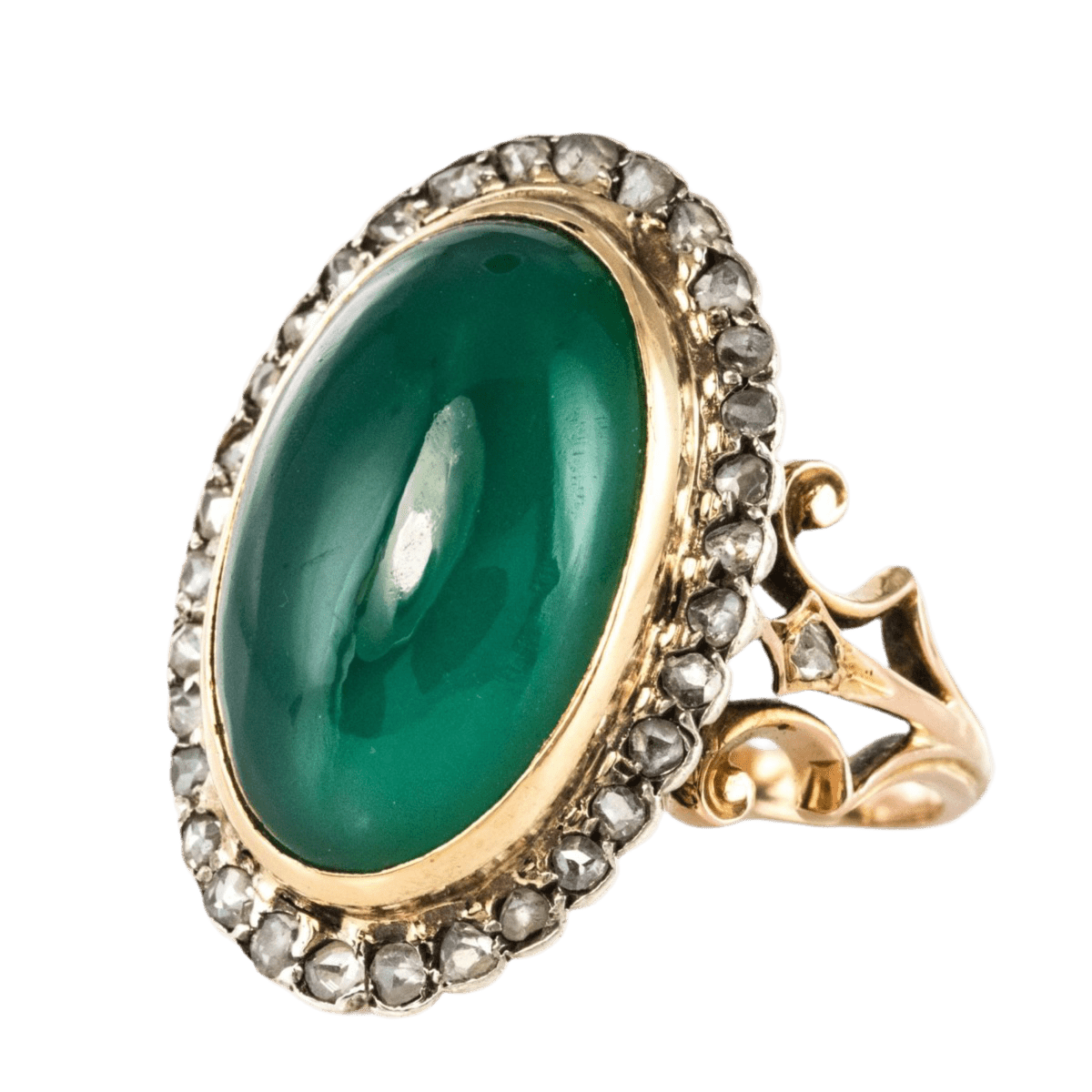 Bague Pompadour en or rose, argent, agate et diamants - Castafiore