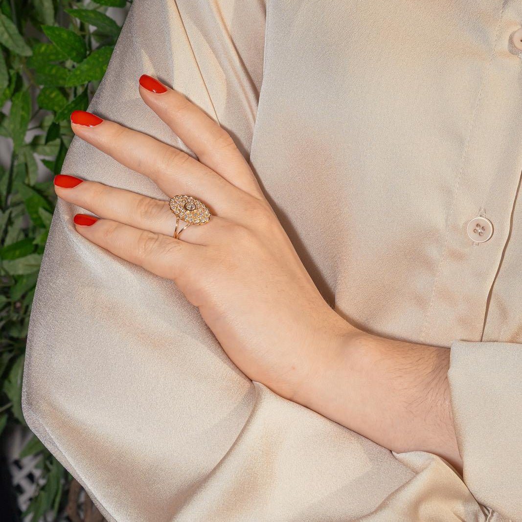 Bague Pompadour en or rose et diamants - Castafiore