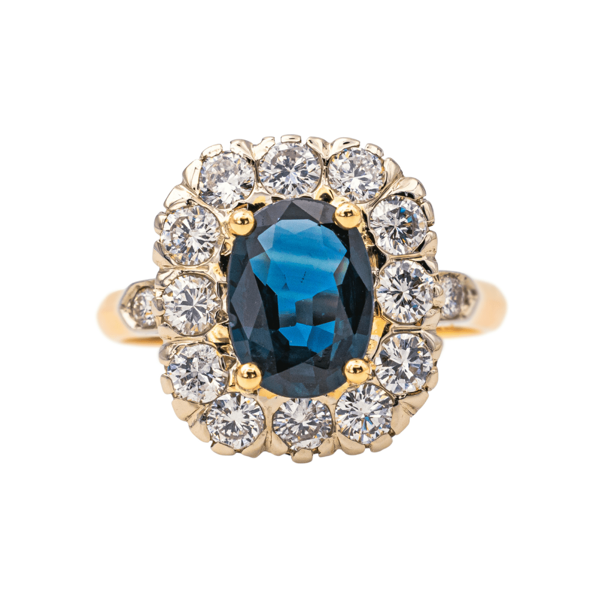 Bague Pompadour en or rose, or blanc, saphir et diamants - Castafiore