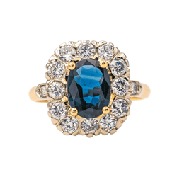 Bague Pompadour en or rose, or blanc, saphir et diamants - Castafiore