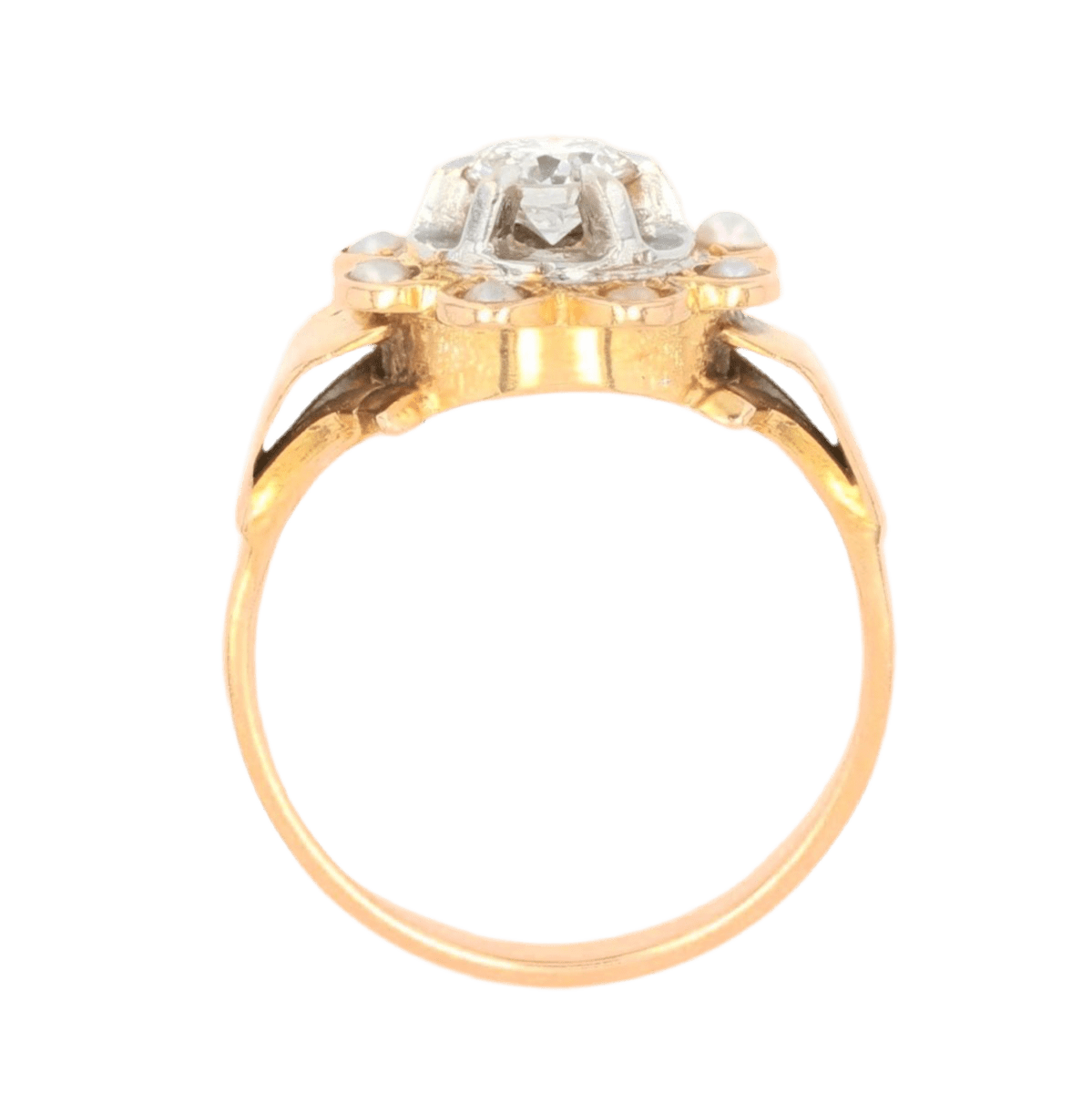 Bague Pompadour en or rose, perles et diamant - Castafiore