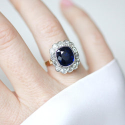 Bague Pompadour en or rose, saphir, et diamants - Castafiore