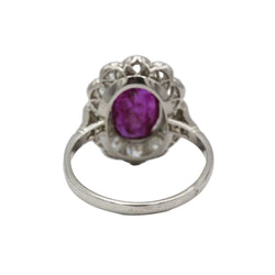 Bague Pompadour en platine, rubis et diamants - Castafiore