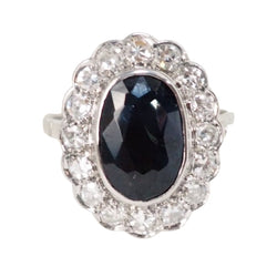 Bague Pompadour en platine saphir et diamants - Castafiore