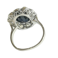 Bague Pompadour en platine, saphir et diamants - Castafiore