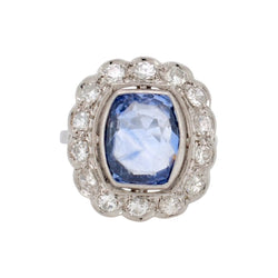 Bague Pompadour en platine, saphir et diamants - Castafiore