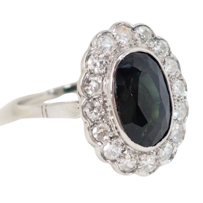 Bague Pompadour en platine saphir et diamants - Castafiore