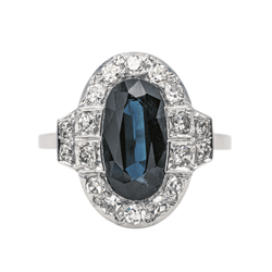 Bague Pompadour en platine, saphir et diamants - Castafiore