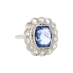 Bague Pompadour en platine, saphir et diamants - Castafiore