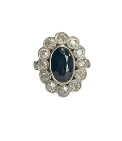 Bague Pompadour en platine, saphir et diamants - Castafiore