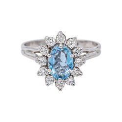 Bague Pompadour Or blanc Aigue Marine - Castafiore