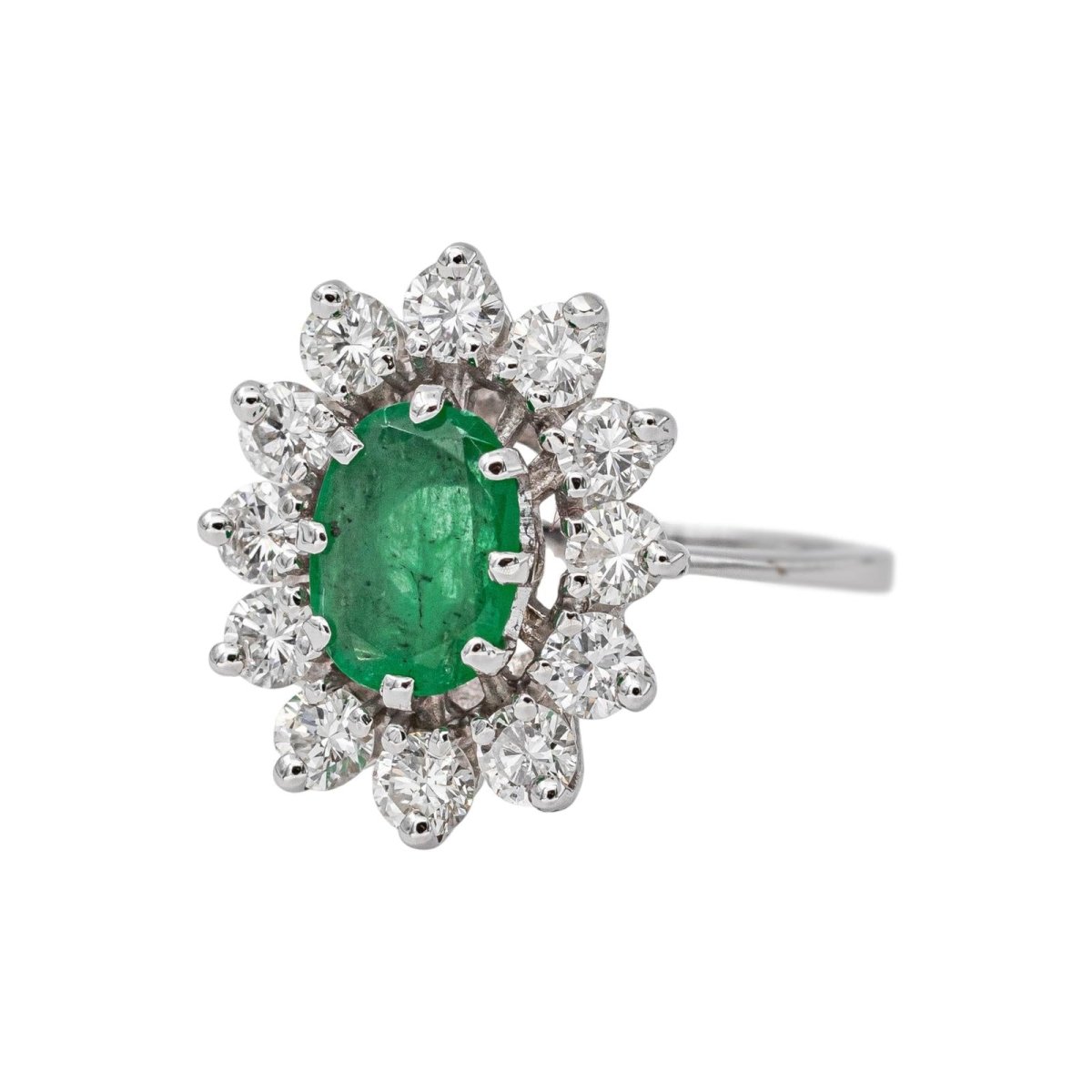 Bague Pompadour Or blanc Emeraude - Castafiore