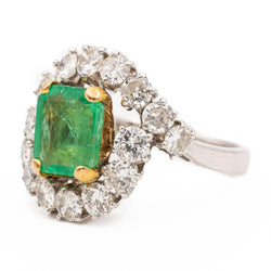 Bague Pompadour Or blanc Emeraude - Castafiore