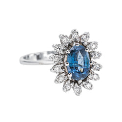 Bague Pompadour Or blanc Saphir - Castafiore