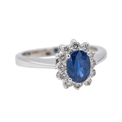 Bague Pompadour Or blanc Saphir - Castafiore