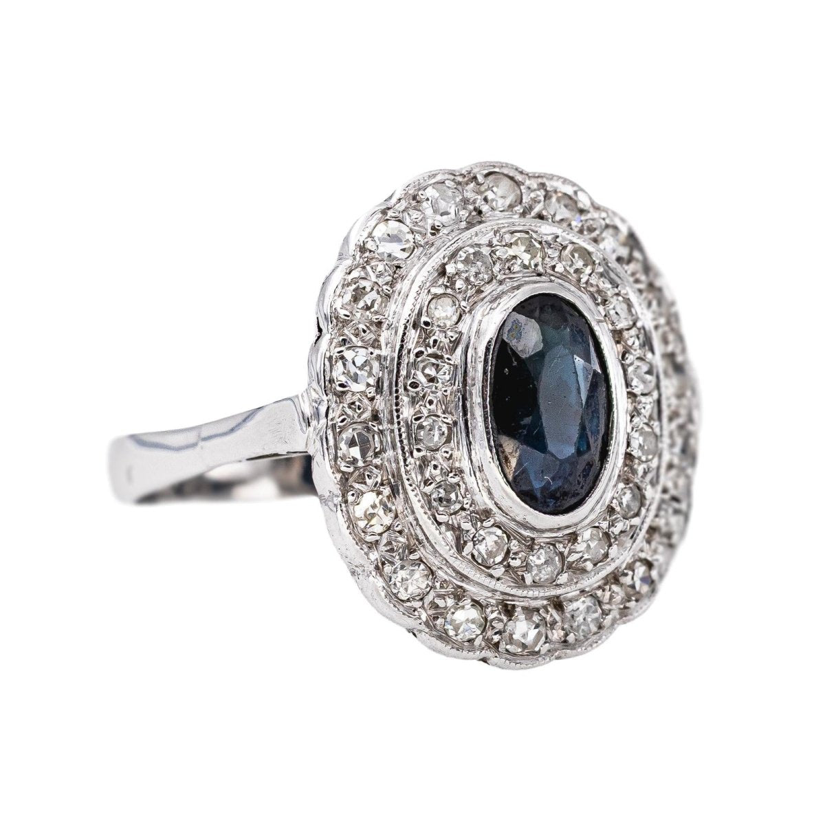 Bague Pompadour Or blanc Saphir - Castafiore
