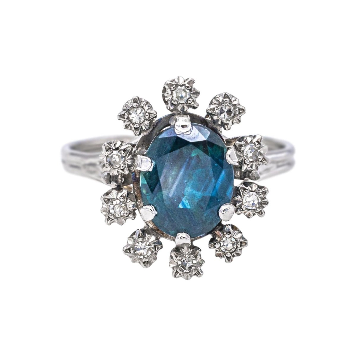 Bague Pompadour Or blanc Saphir - Castafiore