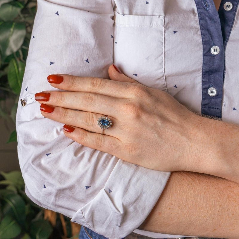 Bague Pompadour Or blanc Saphir - Castafiore
