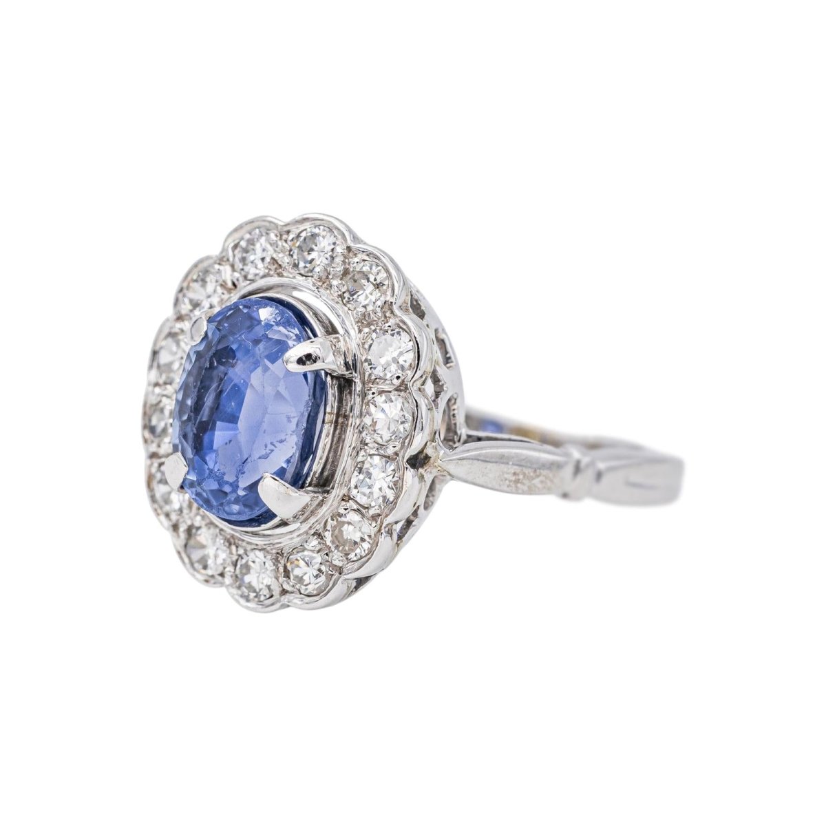 Bague Pompadour Or blanc Saphir - Castafiore