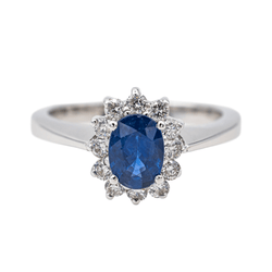 Bague Pompadour Or blanc Saphir - Castafiore