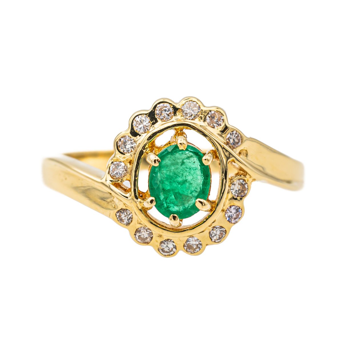 Bague Pompadour Or jaune Emeraude - Castafiore