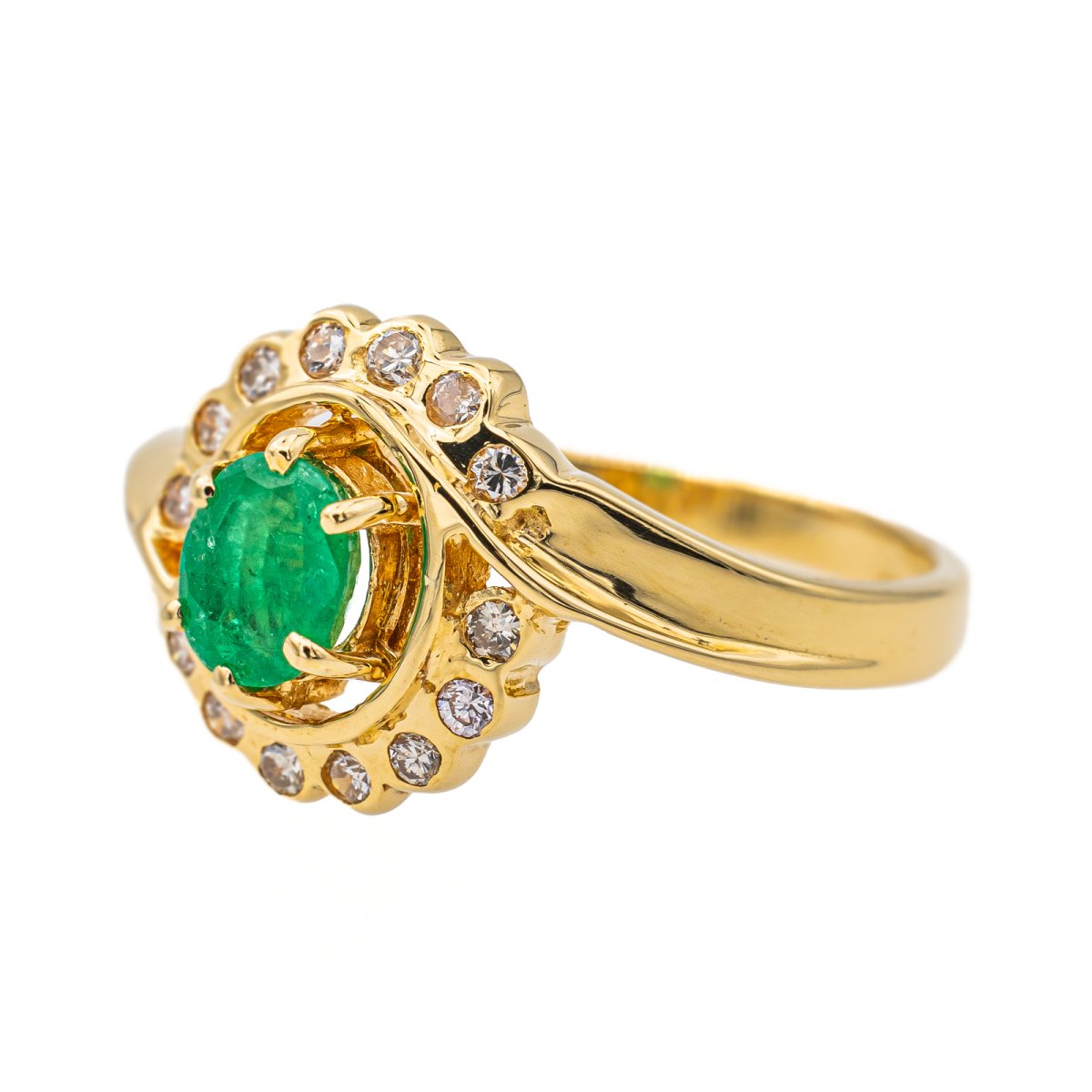 Bague Pompadour Or jaune Emeraude - Castafiore