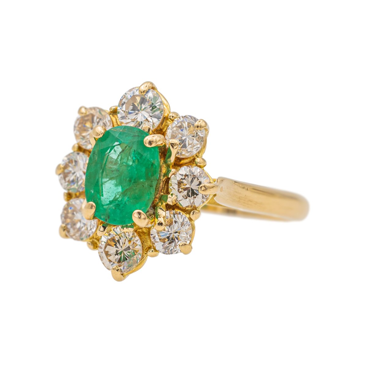 Bague Pompadour Or Jaune Emeraude en or 750 - Castafiore