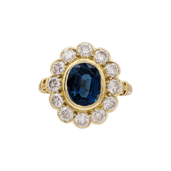 Bague Pompadour or jaune et blanc, saphir, diamants. - Castafiore