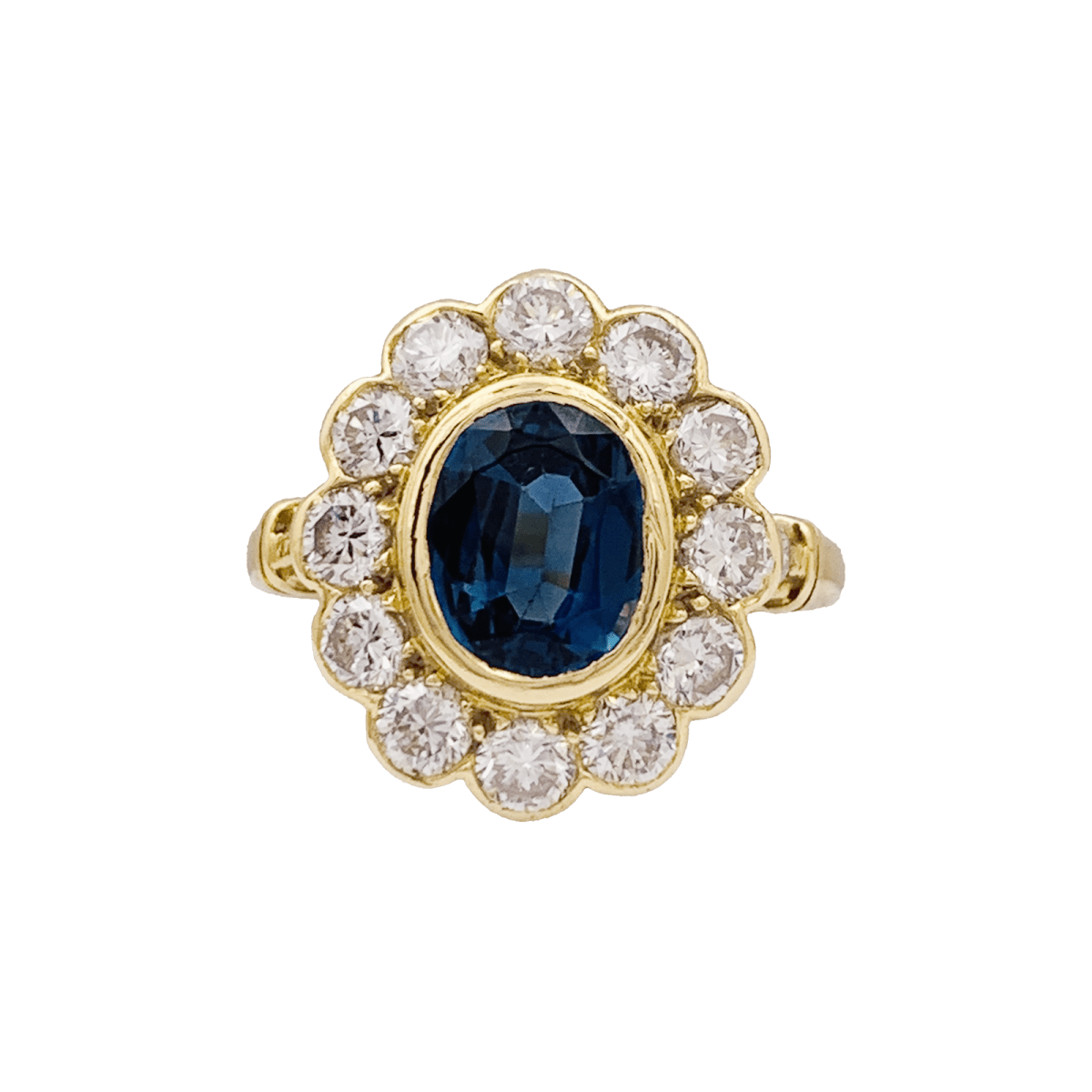 Bague Pompadour or jaune et blanc, saphir, diamants. - Castafiore