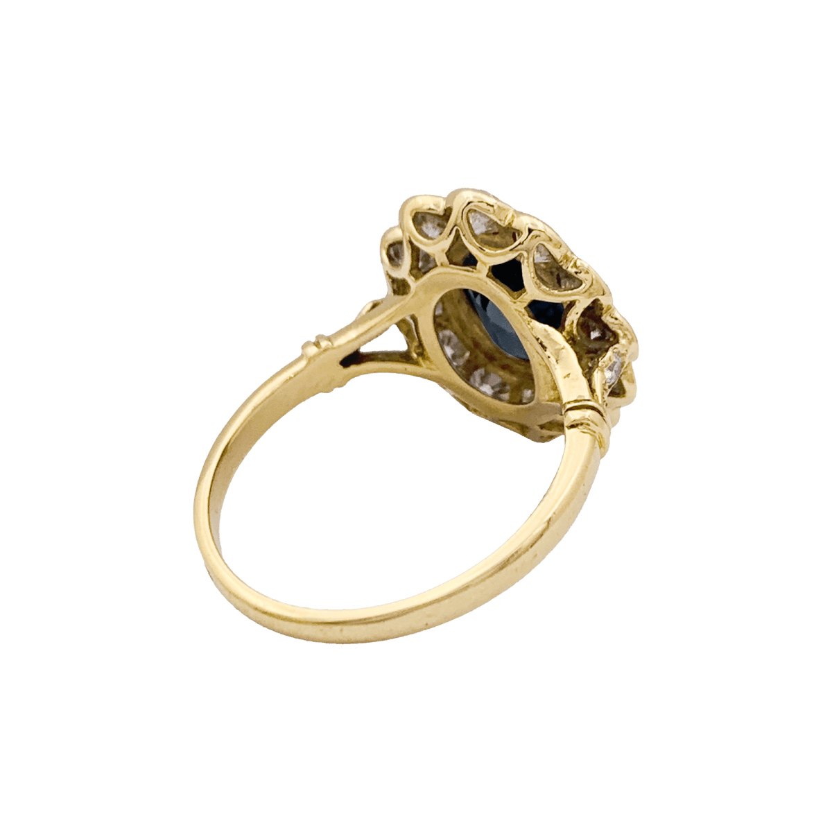 Bague Pompadour or jaune et blanc, saphir, diamants. - Castafiore
