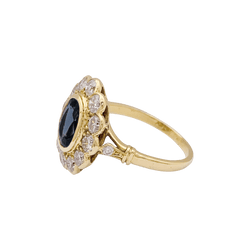 Bague Pompadour or jaune et blanc, saphir, diamants. - Castafiore