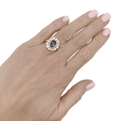 Bague Pompadour or jaune et blanc, saphir, diamants. - Castafiore